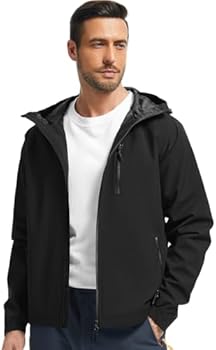 Huayuzh Regenjas voor heren, waterdicht, lichte regenjas, camping, wandelen, ademend, opvouwbare softshelljas met capuchon, zwart, XL