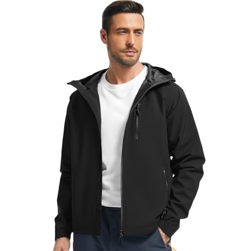 FemiChic Regenjacke Herren Wasserdicht Atmungsaktiv Outdoor Fahrrad Dünne Ultraleichte Wanderjacke für Rain Camping Sommer Leichte Jacke(Schwarz,XL)