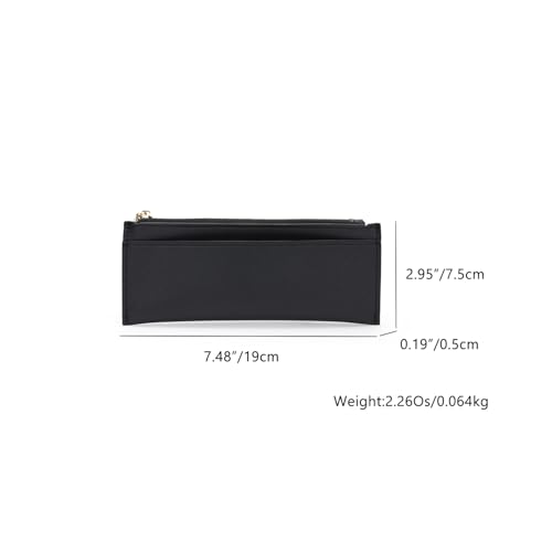 Image of Pencil Pouch for Teens School Office Supplies Pencil Case Cosmetic Bag Zipper (Black,Faux leather)