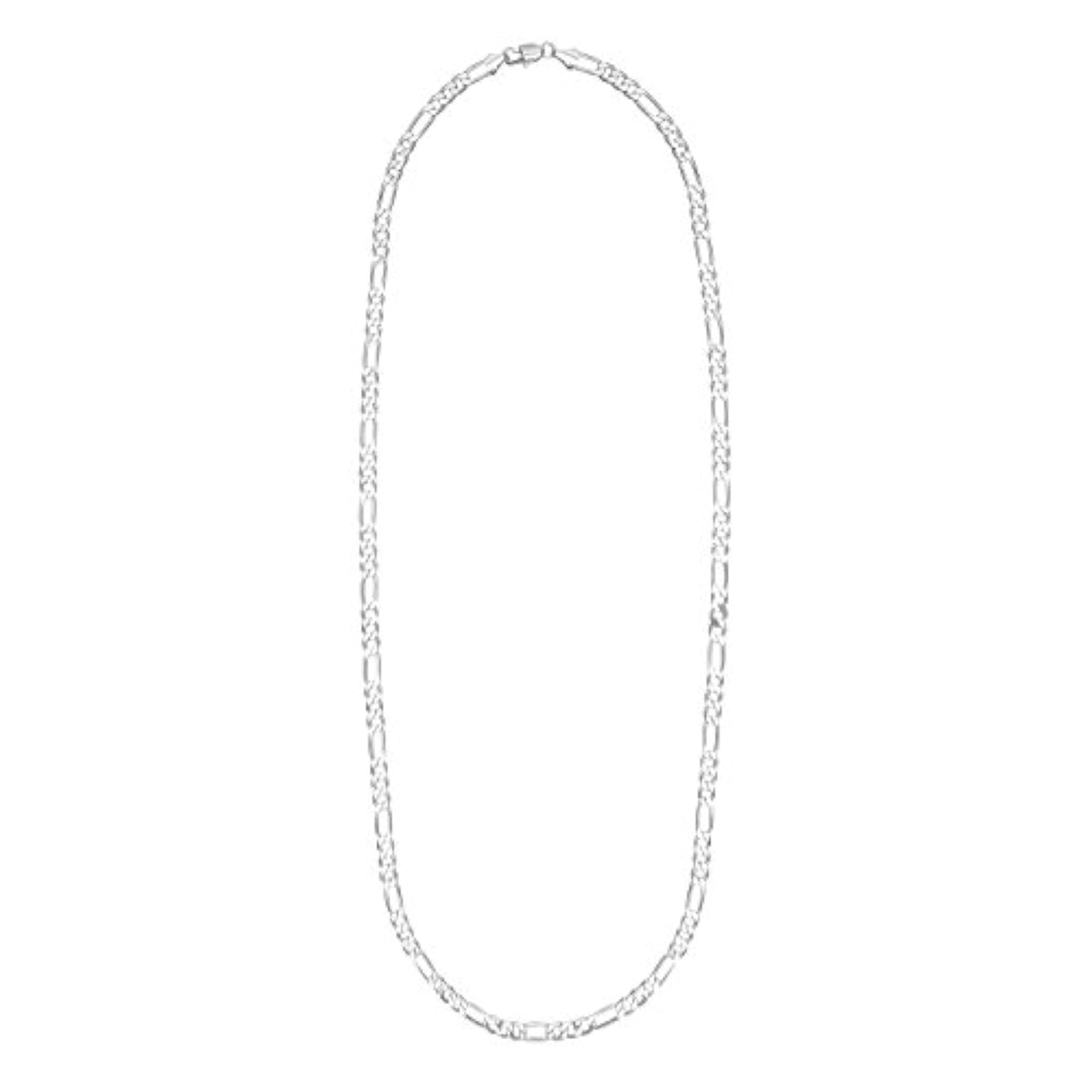 925 Silver Plated Figaro Link Necklace Combo