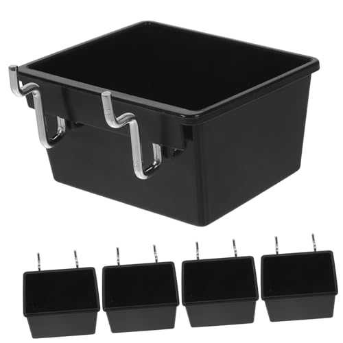 TOBBOMEY Lot de 5 boîtes de rangement noires à paroi perforée robuste pour outils et petites pièces - Solution de rangement pratique pour garage, atelier, magasin, peu encombrant et durable