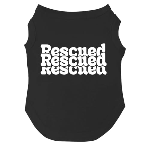 Rescue Dog Tee Shirt | Sleeveless | Sizes for All Ages and Breeds | Adoption Event Prop Photoshoot | Rescue | Puppy | New Dog |Black, Large 1338