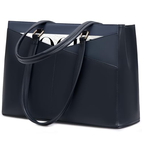 Image of Laptop Tote Bag for Women 15.6 Inch Waterproof Leather Computer Laptop Bag Women Business Office Work Bag Briefcase Large Travel Handbag Shoulder Bag