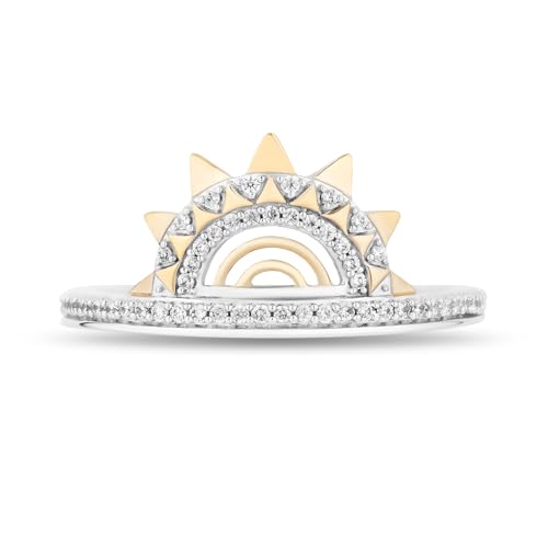 Jewelili Enchanted Disney Fine Jewelry 14K Yellow Gold over Sterling Silver with 1/6 CTTW Diamond Moana Ring4