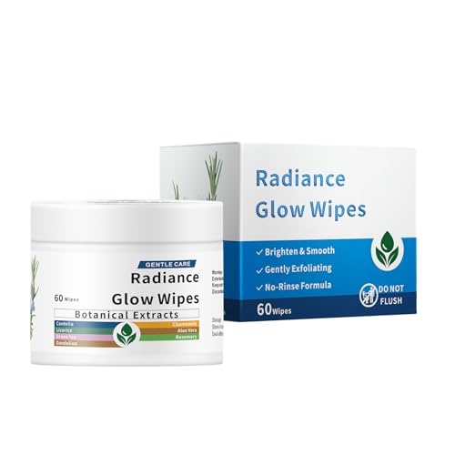 60PCS Radiance Glow Wipes with Tea Tree Oil, Facial Radiance Pads - Exfoliating Face Pads for Glowing Skin, Gentle Daily Resurfacing