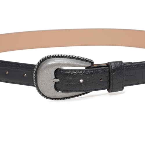 Western Belts for Woman Vintage Cowgirl Leather Belt for Jeans Pants with Sliver Buckle3