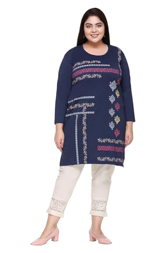 Image of In Love Women's Plus Size Printed Long Tops, Round Neck 3 /4 Sleeve Relaxed Fit Longline T-Shirt Tunic