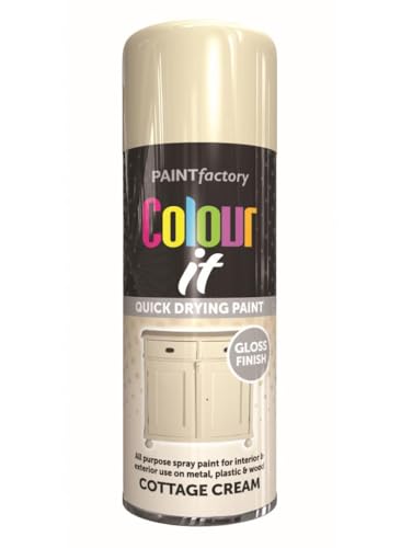 Inspired Essentials All Purpose Aerosol Spray Paint 400ml Quick Drying Spray, Fast Dry and Excellent Coverage for Metal, Wood, Plastic and More (Cottage Cream)