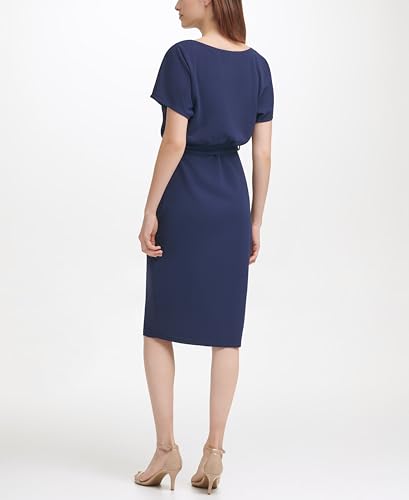 Image of Kensie Womens Short Sleeve Tie Waist Midi Dress