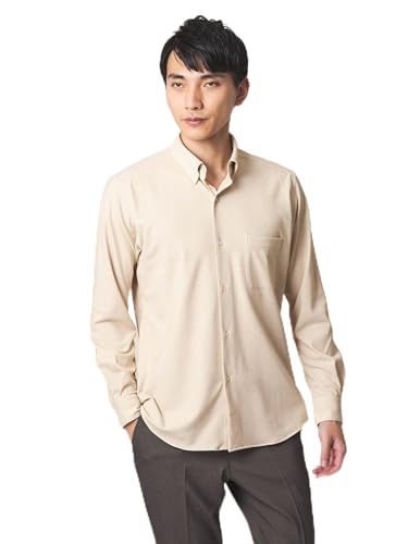 [ユナイテッドアローズ グリーンレーベル リラクシング] エブリット TC ジャージー スナップ ボタンダウン シャツ -ストレッチ・イージーアイロン・吸水速乾・抗菌- 31111080013 2350 BEIGE(23) M