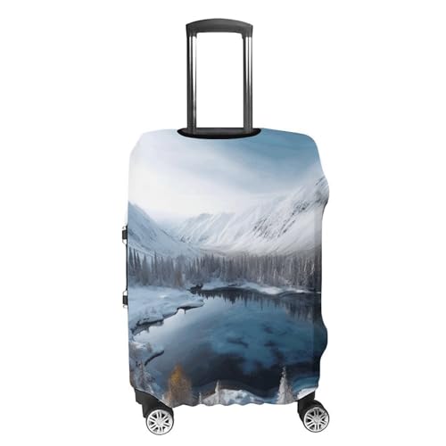 Carry on Luggage Cover Winter Mountains Snow Scene Suitcase Covers for Luggages Tsa Approved Travel Luggage Sleeve Protector Elastic Suitcase Protector Anti-Scratch Washable Fits 19-30 Inch Case -S4