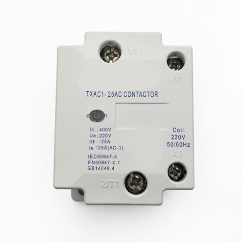 AC400V Ui 25A Single Pole 1 NO 220V 50/60Hz Coil AC Contactor TXAC1-25 1Pcs