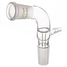 FunChem Glass 105 Degree Bent Vacuum Take Off Adapter, Short Stem with 24/40 Joints