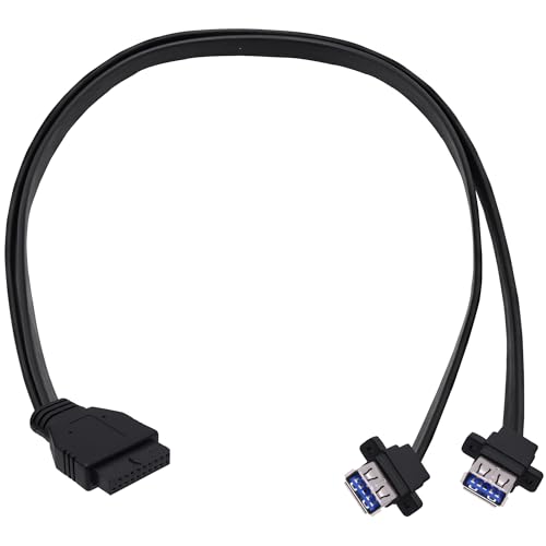 YARCHONN USB 3.0 Front Panel Cable, Motherboard 19/20pin Header Splitter to 2 USB Female Adapter Connector Extension Cable Wire Cord for PC DIY-50CM/1.64FT