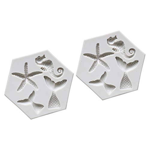 Hemoton Molde de silicone para bolo com tema de sereia, 2 peças, molde de silicone para decoração de