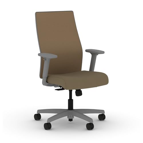 Image of HON Ignition 2.0 Mid‑Back Ergonomic Office Chair, Mesh Task Desk Chair with Lumbar Support, Standard Synchro‑Tilt, Height and Width Adjustable Arms, Titanium Frame, Quicksand