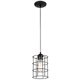 Westinghouse 6100600 Industrial One-Light Adjustable Mini Pendant with Metal Cage Shade, Oil Rubbed Bronze Finish