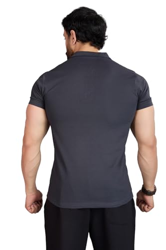 Image of FUAARK Men Slim Fit Pique Aura Polo Tshirt with Short Sleeves & Reflective Chest Logo -