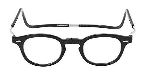 CliC Vintage Magnetic Closure Reading Glasses (2.50 Lens, XXL Expandable Black)