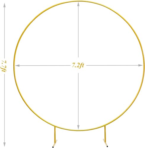 LANGXUN 7.2ft Gold Metal Round Balloon Arch kit, Backdrop Circle Stand Arch Frame for Wedding Birthday Party Decoration, Graduation Decorations and Baby Shower Photo Background - Thumbnail 3