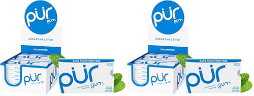 Image of PUR Gum | Aspartame Free Chewing Gum | 100% Xylitol-| Natural Peppermint Flavored-Gum,9 Pieces,(Pack of 24)