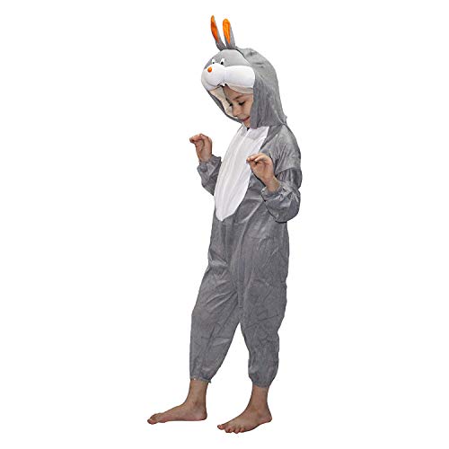 Image of Kaku Fancy Dresses Fleece Rabbit Bunny Cartoon Costume -Grey, 3-4 Years, For Boys & Girls