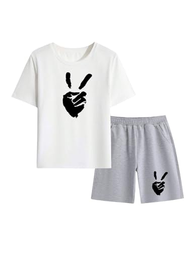 Image of Floerns Boy's 2 Piece Outfit Graphic Print Short Sleeve Crewneck Tee and Shorts Set