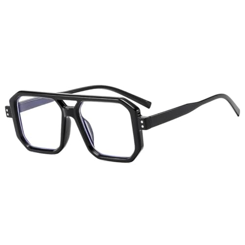 Lunettes de soleil double pont noir transparent style rétro tendance homme UV400
