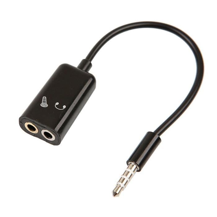 Adaptateur Audio Stéréo de 18 cm, Connecteur Jack 3,5 mm Mâle vers Double Connecteur Femelle, Casque et Microphone, pour Téléphone, MP3, Ordinateur et CD - Noir -...