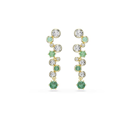Swarovski Constella drop earrings, Mixed cuts, Green, Gold-tone Finish - Main Image