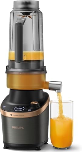 Philips Flip&Juice Standmixer 7000 Serie, Schwarz, 1500 W | Smoothiemaker und Entsafter, 2 L Fassungsvermögen, variable Geschwindkeit, Touchdisplay, inkl. 2 To-Go-Becher (HR3770/10