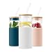 Doli Trinkbecher mit Strohhalm | 500ml Smoothie Becher aus Glas | geschmacksneutral und spülmaschinengeeignet | Becher to go für puren Geschmack (Weiss)