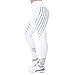 Produktbild Morbuy Damen Leggings Sporthose Weiß, High Waist Blickdicht Streifen Sport Leggings Seamless Push Up Booty Yoga Leggings, Lange Sportleggins Yogahosen - L