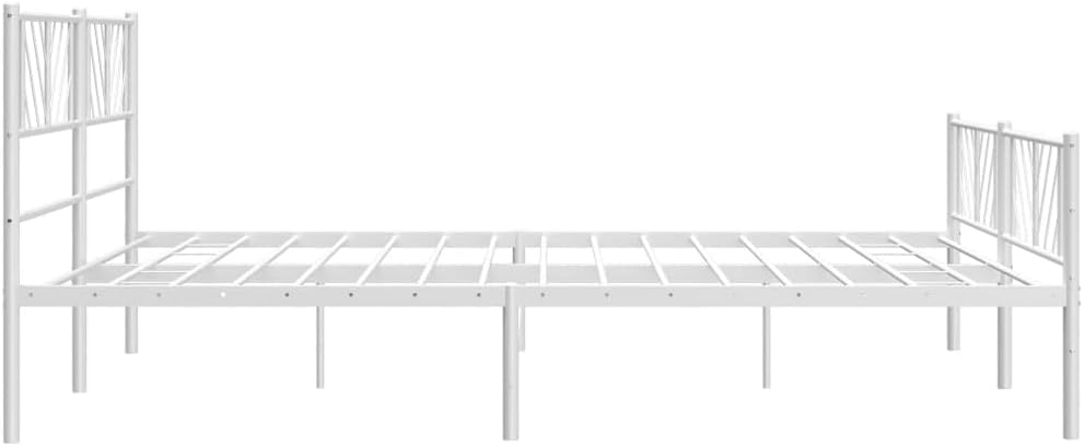vidaXL Metal Bed Frame White Steel Double Metal Bed Frame Rectangular