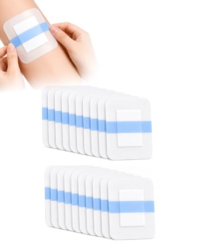 YIPFEN Apósito Adhesivo Impermeable 20 Uds 6x7cm Blanco PU con almohadilla estéril 3x4cm para ducha, natación y protección segura de heridas.