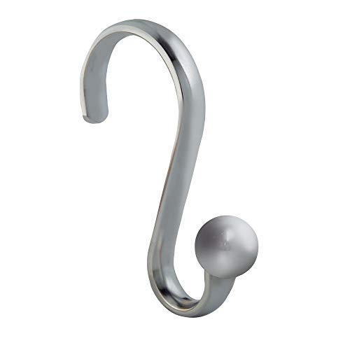 iDesign InterDesign Shower Curtain S-Hooks Chrome, Set of 12 Axis Shwr Hks W/Ball Set/12, Set of 1, 12 Count