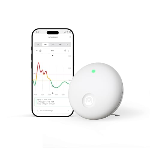 Airthings 321 Wave Enhance - Monitor de qualidade do ar para CO2, COV, humidade, temperatura, pressão, ruído e luz - Ideal para dormir melhor em quartos e melhorar a concentração em escritórios.