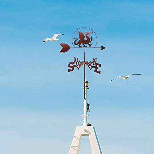 Wzglod Garden Weather Vane Dragon Shape Silhouette Wind Vane Metal Weathervane With Anti-Rust Coating Wind Direction Indicator For Farm Scene Yard Decoration #TOP4
