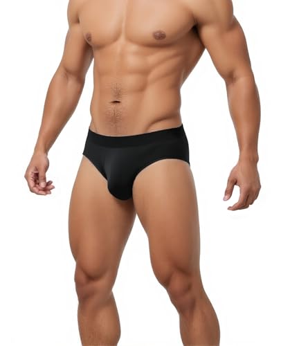 Mens Flex Fit Tagless Bikini underwear,Comfortable、Breathable & Dyed five single colors Black4