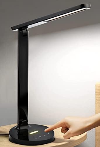 LED Desk Lamp- Dimmable Bedside Table Lamp with Touch Control-Eye-Caring Bedside Lamp with 3 Colour Modes and 4 Brightness Levels- Flexible Desk Light for Home Office-Black