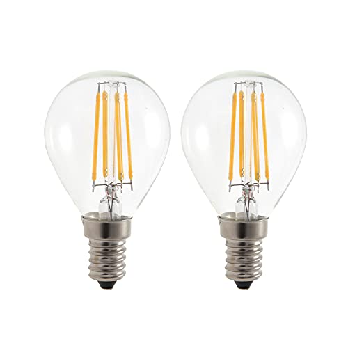 Garza - Pack de 2 Bombillas de Filamento LED Esférica G45, 4W (equivalente a 40W de incandescencia), Luz fría 5000K, Casquillo fino E14, 470 lm