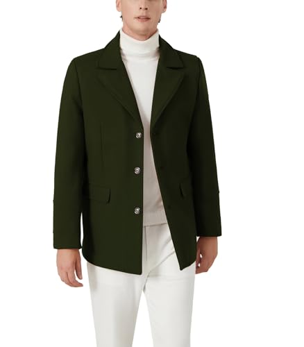 Image of INVACHI Mens Wool Blend Coat Winter Trench Coat with Detachable Soft Scarf Single Breasted Overcoat