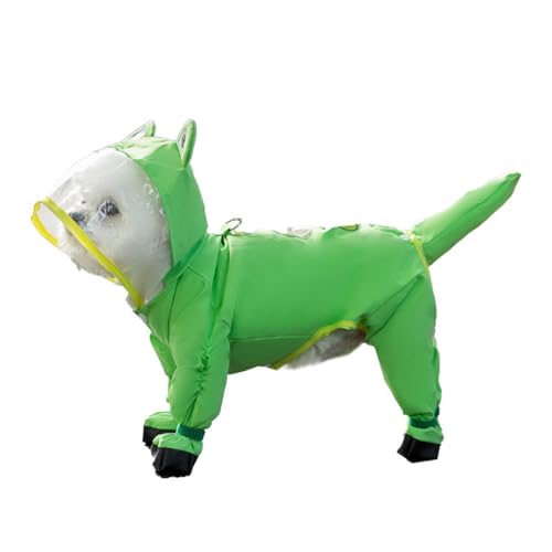 HDKUW Small Dog Raincoat & Rain Shoes Set,Full-Coverage Reflective Dog Jacket with D-Ring,Dogs Raincoat with Rain Boots Set for Puppy Small Dogs Frog 2XL