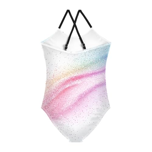 susiyo Rainbow White Background Girls One Piece Swimsuits with Adjustable Straps Bathing Suits for 3-10 Years Old2