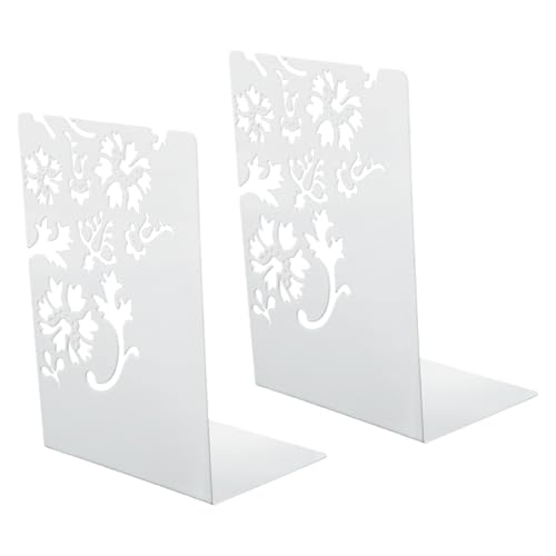 デスクと棚用の金属製ブックエンド 中空フラワーブックエンド 高耐久ブックエンド 滑り止めブックデコレーション