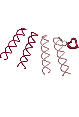 Set of Twistie Twist Spin Pins Spiral Hair Pin Bun Ballet | Brunette + Blonde Bobby Pins Pink (4 Long Hair Pins + Heart Gem)