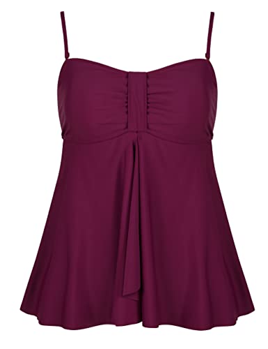 Image of Hilor Women's Flyaway Tankini Top Bandeau Swimsuit Flowy Bathing Suit Tummy Control Swimwear
