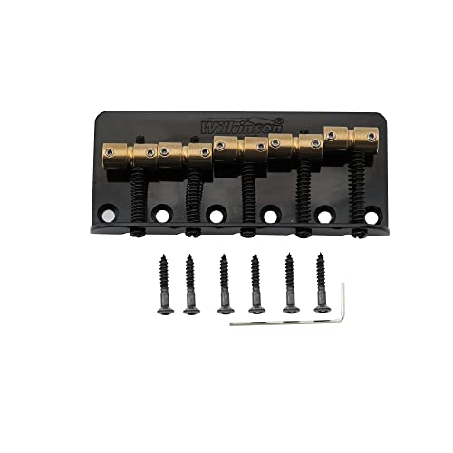 Wilkinson WBBC5 18mm Brass Saddles Steel Plate 5-String Bass Bridge Black