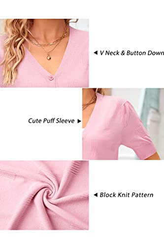 Image of Arach&Cloz Women's Lightweight Spring Summer Business Casual Cropped Short Sleeve Cardigan