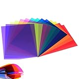 A4 Transparente Farbfolien,12 PCS Transparente Farbbeleuchtung PVC Kunststofffolie Lichtdurchlässige Fensterfolie Lampenfolie Cellophanfolie für Bastelbedarf,Fotografie,Fotostudio-Blitz (29.7x21cm)